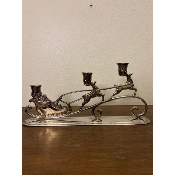 Other - Vintage Silverplated Santa‎ & Reindeer Candelabra